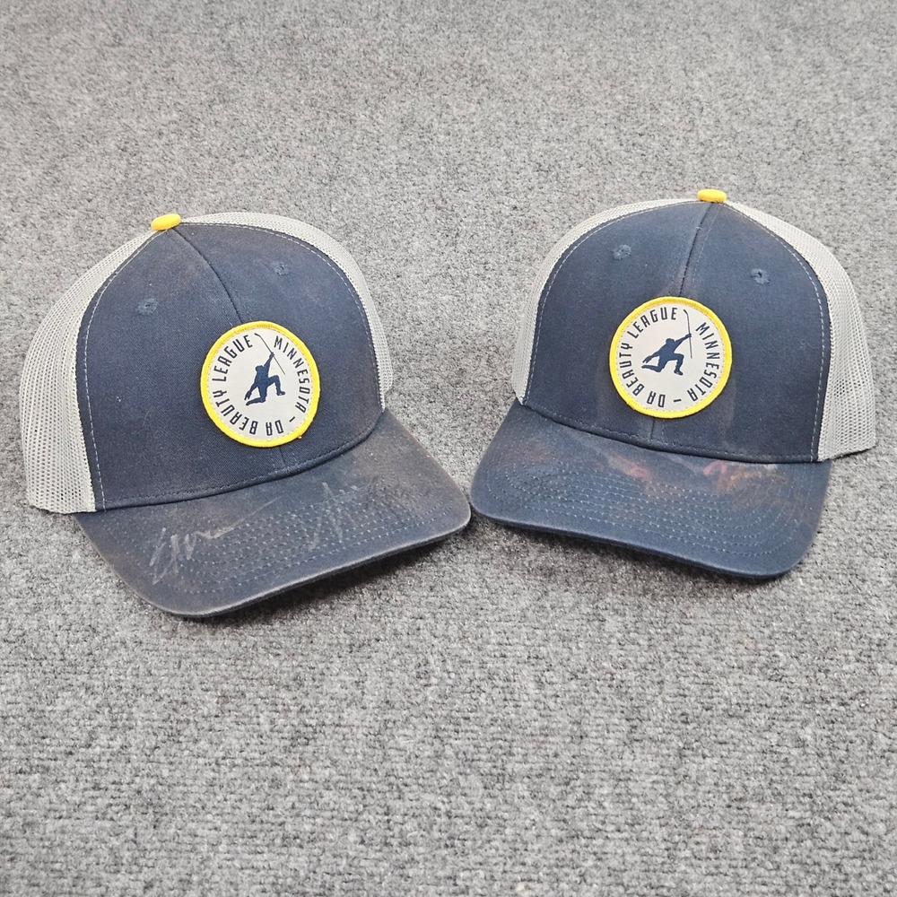 Da Beauty League Minnesota‎ Hat Lot of 2 SotaStick Navy Gray Signed Trucker Cap